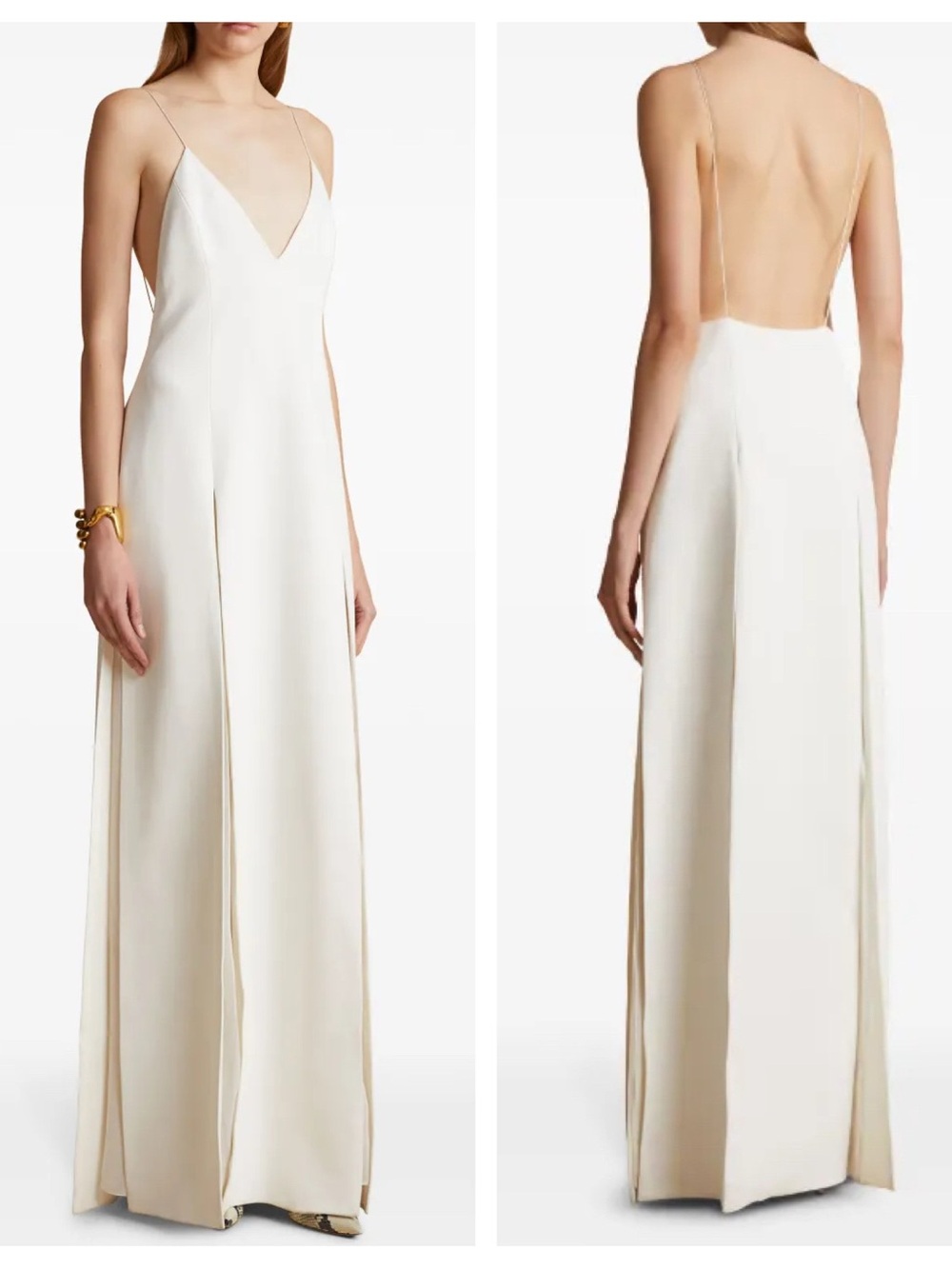 KHAITE Nonya Open Back Maxi Dress in White - Picture 1 of 12